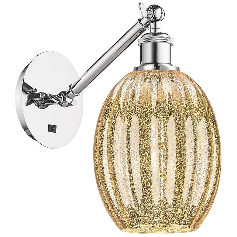 Image 1 Ballston Preston 11"H Chrome Swivel Sconce w/ Mercury Bulb Shade