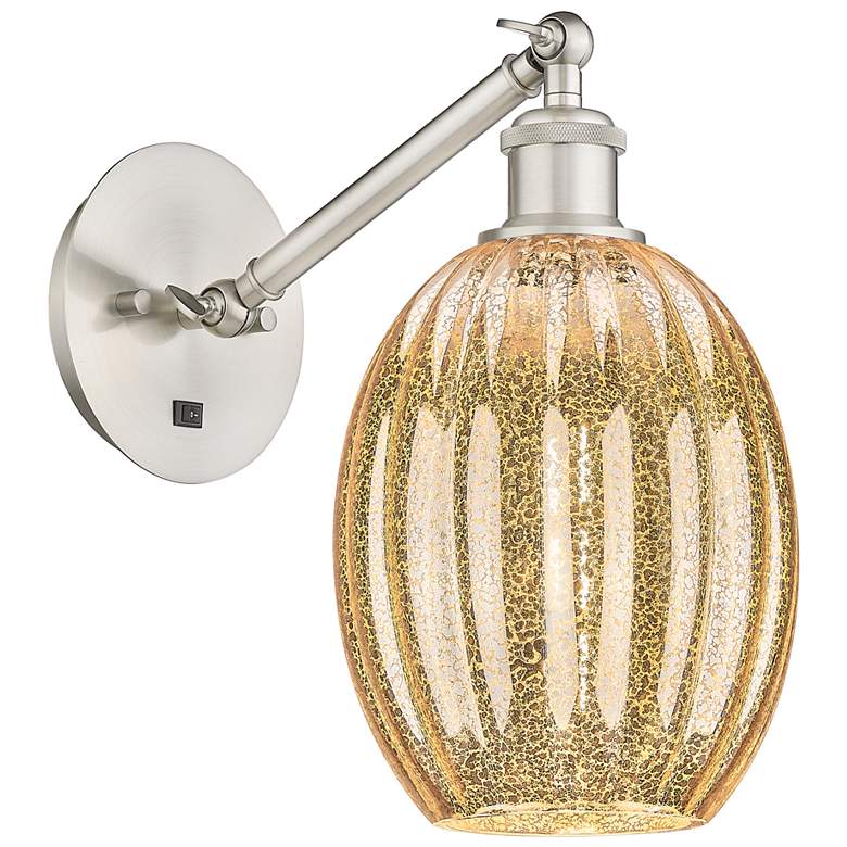 Image 1 Ballston Preston 11"H Nickel Swivel Sconce w/ Mercury Bulb Shade