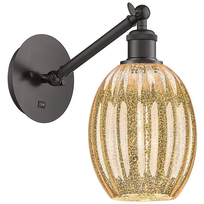 Image 1 Ballston Preston 11"H Oiled Bronze Swivel Sconce w/ Mercury Bulb Shade