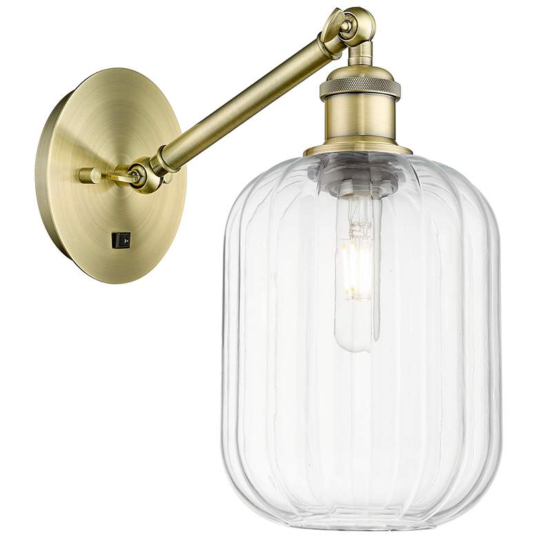 Image 1 Ballston Preston 12"H Brass Adjustable Sconce With Clear Jar Shade