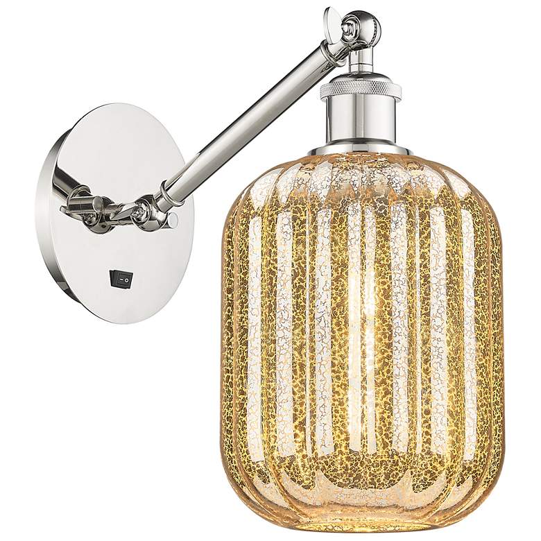 Image 1 Ballston Preston 12"H Polished Nickel Swivel Sconce w/ Mercury Jar Shade