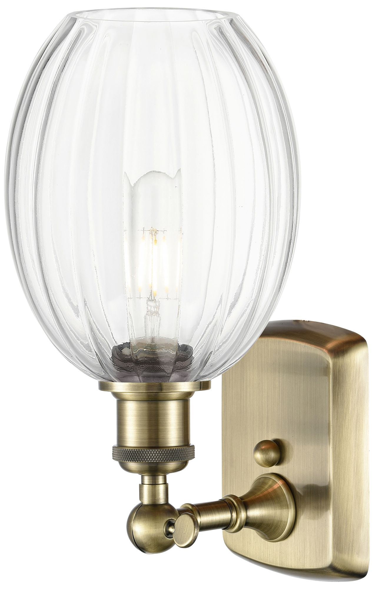 Image 2 Ballston Preston 12" High Antique Brass Sconce With Clear Bulb Shade more views