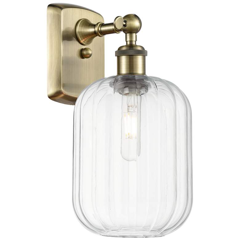 Image 1 Ballston Preston 13" High Antique Brass Sconce With Clear Jar Shade