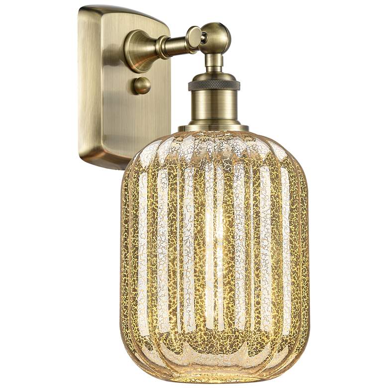 Image 1 Ballston Preston 13" High Antique Brass Sconce With Mercury Jar Shade