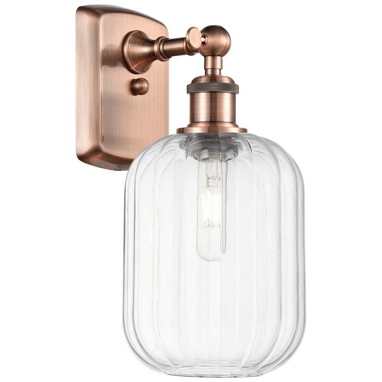 Image 1 Ballston Preston 13" High Antique Copper Sconce With Clear Jar Shade