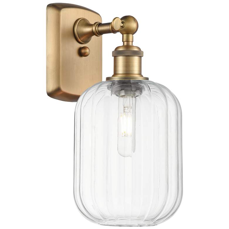 Image 1 Ballston Preston 13" High Brushed Brass Sconce With Clear Jar Shade