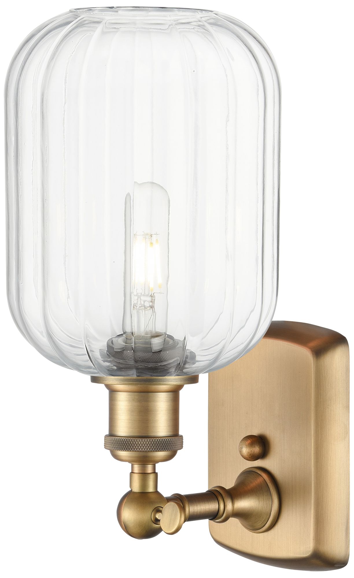 Image 2 Ballston Preston 13" High Brushed Brass Sconce With Clear Jar Shade more views