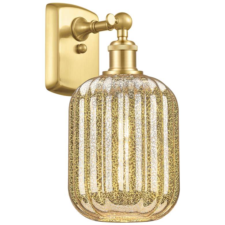 Image 1 Ballston Preston 13" High Satin Gold Sconce With Mercury Jar Shade