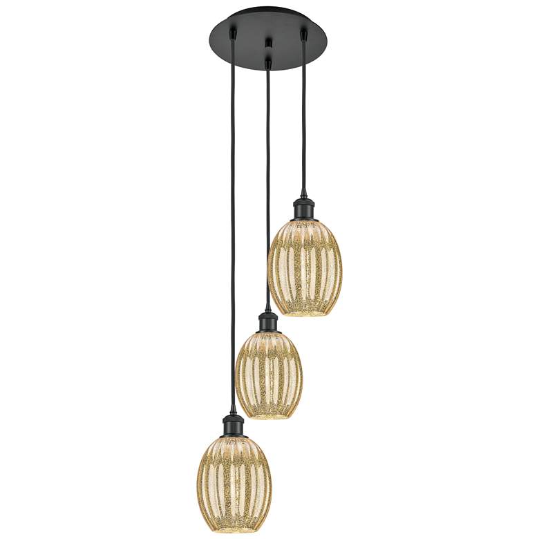 Image 1 Ballston Preston 13"W 3 Light Black Cord Pendant w/ Mercury Bulb Shade
