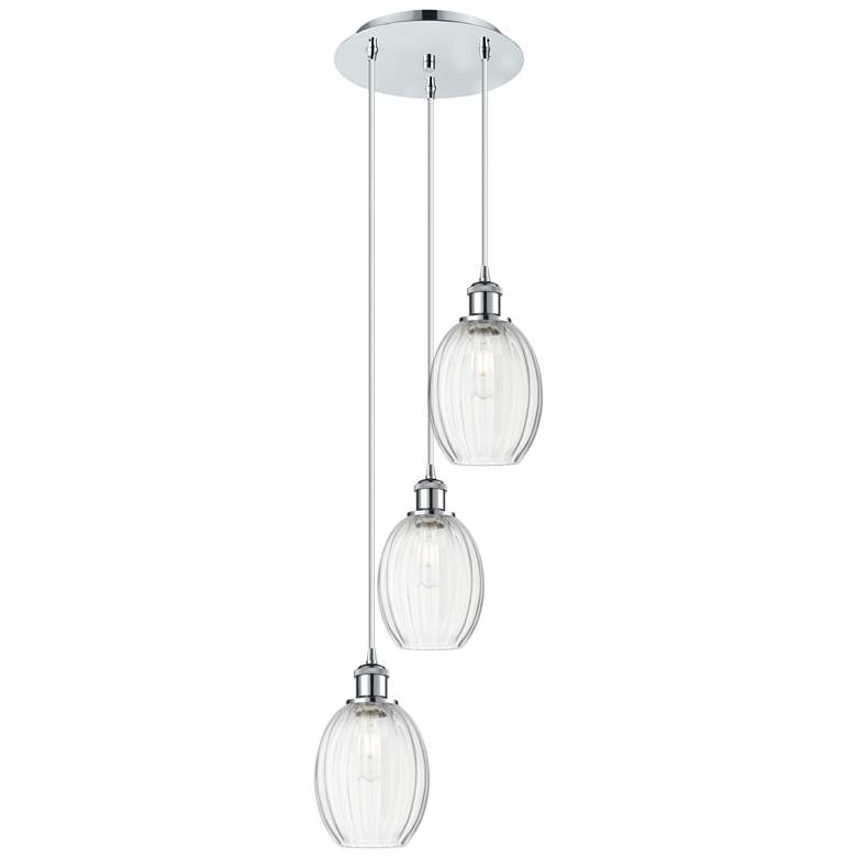 Image 1 Ballston Preston 13"W 3 Light Chrome Cord Pendant w/ Clear Bulb Shade