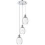 Ballston Preston 13"W 3 Light Chrome Cord Pendant w/ Clear Bulb Shade