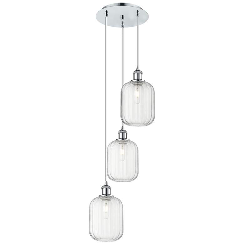 Image 1 Ballston Preston 13"W 3 Light Chrome Cord Pendant w/ Clear Jar Shade