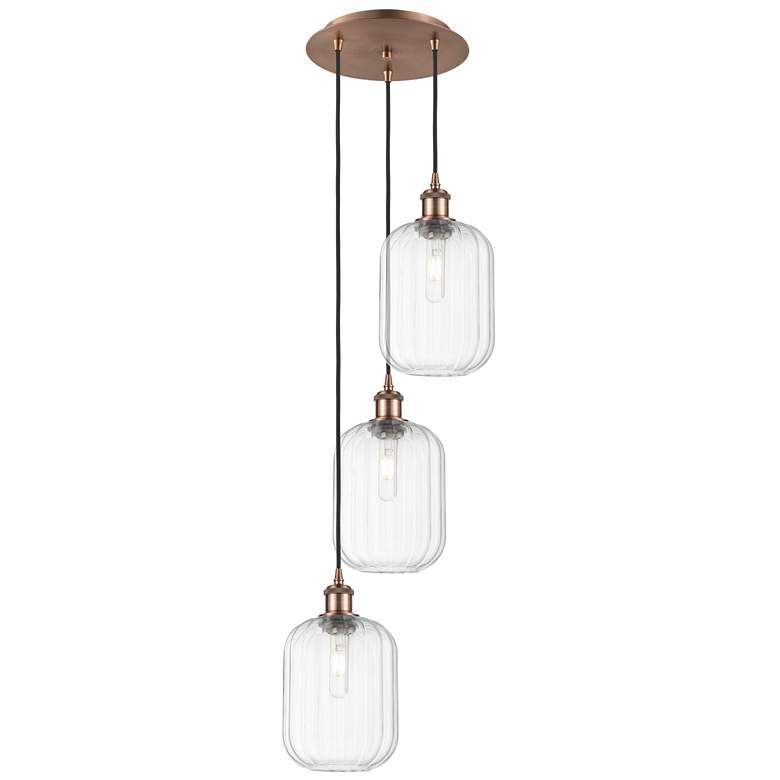 Image 1 Ballston Preston 13"W 3 Light Copper Cord Pendant w/ Clear Jar Shade