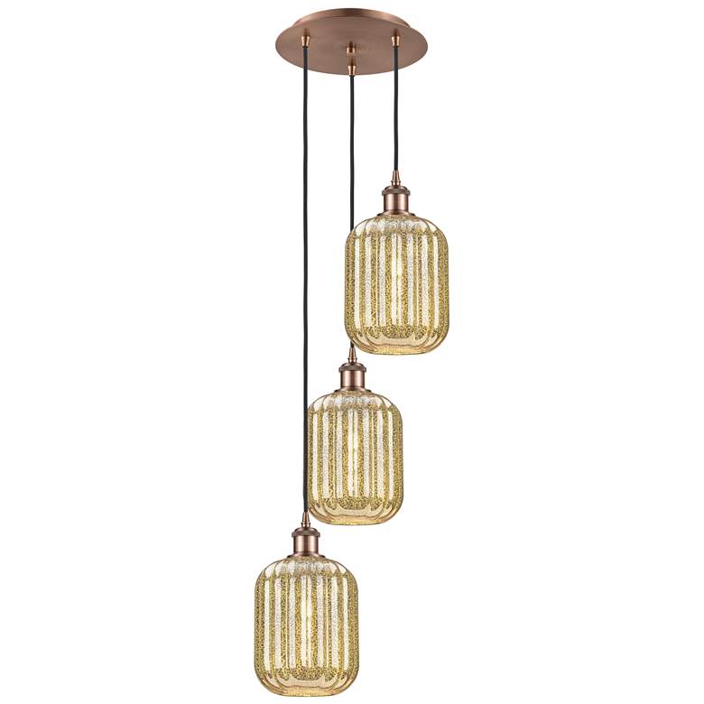 Image 1 Ballston Preston 13"W 3 Light Copper Cord Pendant w/ Mercury Jar Shade