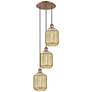 1_Ballston Preston 13"W 3 Light Copper Cord Pendant w/ Mercury Jar Shade