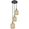 Ballston Preston 13"W 3-Lt Black Brass Cord Pendant w/ Mercury Jar Shade