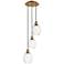 Ballston Preston 13"W 3-Lt Brushed Brass Cord Pendant w/ Clear Bulb Shade