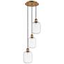 1_Ballston Preston 13"W 3-Lt Brushed Brass Cord Pendant w/ Clear Jar Shade