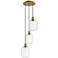 Ballston Preston 13"W 3-Lt Brushed Brass Cord Pendant w/ Clear Jar Shade