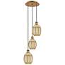 1_Ballston Preston 13"W 3-Lt Brushed Brass Cord Pendant w/ Mercury Bulb Shade