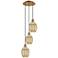 Ballston Preston 13"W 3-Lt Brushed Brass Cord Pendant w/ Mercury Bulb Shade