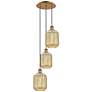 1_Ballston Preston 13"W 3-Lt Brushed Brass Cord Pendant w/ Mercury Jar Shade