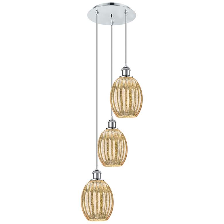 Image 1 Ballston Preston 13"W 3-Lt Chrome Cord Pendant w/ Mercury Bulb Shade