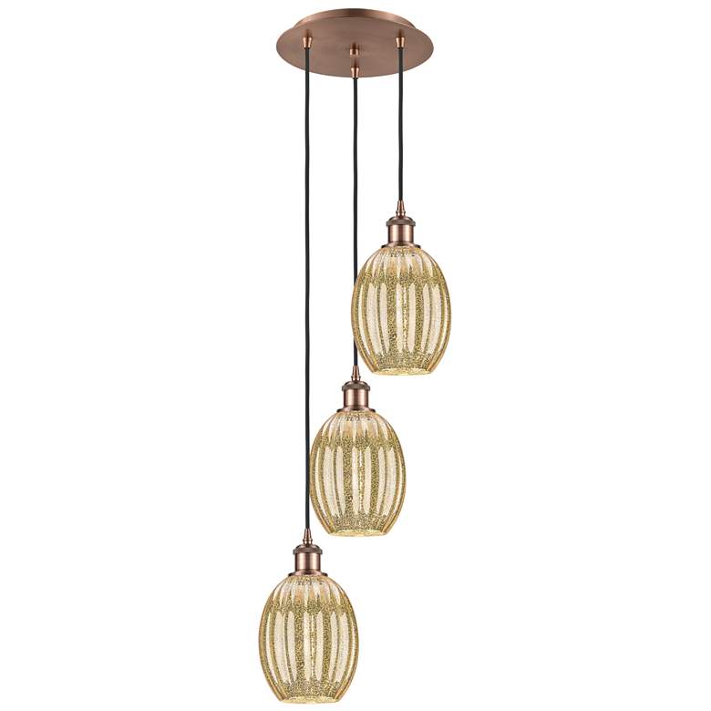 Image 1 Ballston Preston 13"W 3-Lt Copper Cord Pendant w/ Mercury Bulb Shade