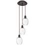 Ballston Preston 13"W 3-Lt Oiled Bronze Cord Pendant w/ Clear Bulb Shade