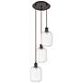 1_Ballston Preston 13"W 3-Lt Oiled Bronze Cord Pendant w/ Clear Jar Shade