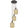 1_Ballston Preston 13"W 3-Lt Oiled Bronze Cord Pendant w/ Mercury Jar Shade
