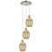 Ballston Preston 13"W 3-Lt Polish Nickel Cord Pendant w/ Mercury Bulb Shade