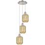 1_Ballston Preston 13"W 3-Lt Polish Nickel Cord Pendant w/ Mercury Jar Shade