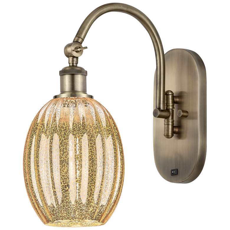 Image 1 Ballston Preston 15"H Brass Swiveling Sconce With Mercury Bulb Shade