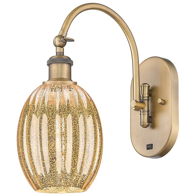 Image 1 Ballston Preston 15"H Brushed Brass Swivel Sconce w/ Mercury Bulb Shade