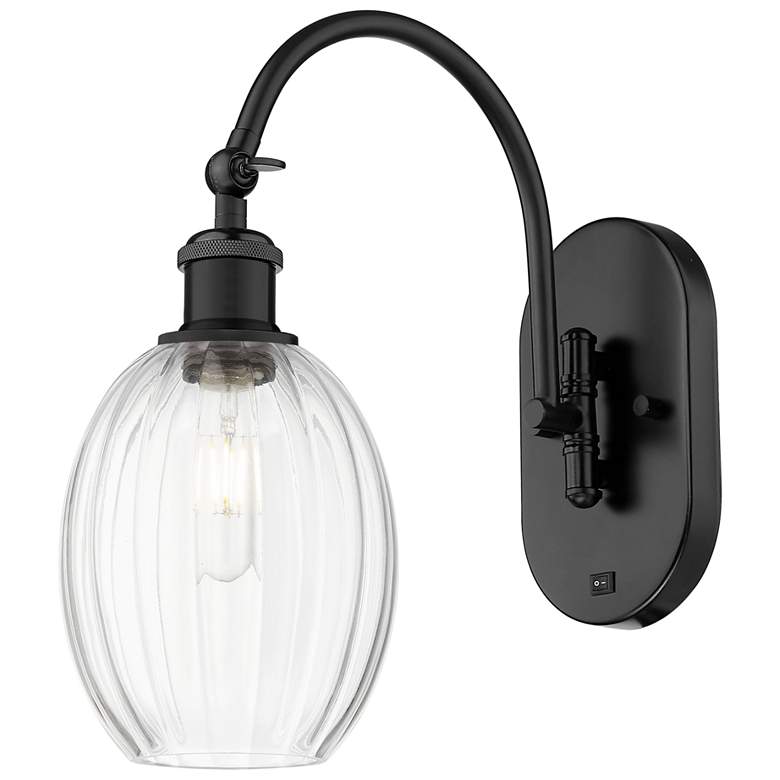 Image 1 Ballston Preston 15"H Matte Black Swiveling Sconce w/ Clear Bulb Shade