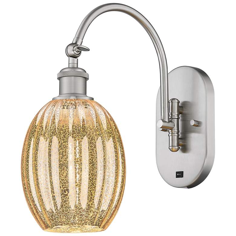 Image 1 Ballston Preston 15"H Nickel Swivel Sconce w/ Mercury Bulb Shade