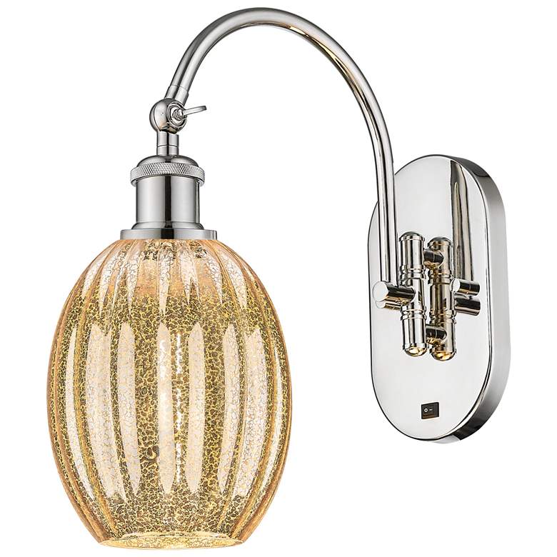 Image 1 Ballston Preston 15"H Polished Nickel Swivel Sconce w/ Mercury Bulb Shade