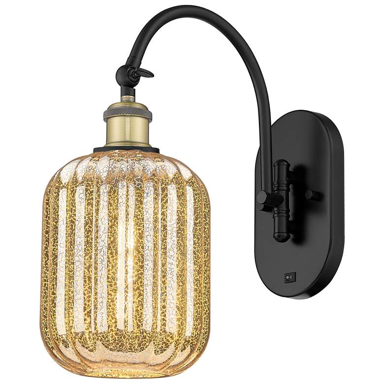 Image 1 Ballston Preston 16"H Black Brass Swivel Sconce w/ Mercury Jar Shade