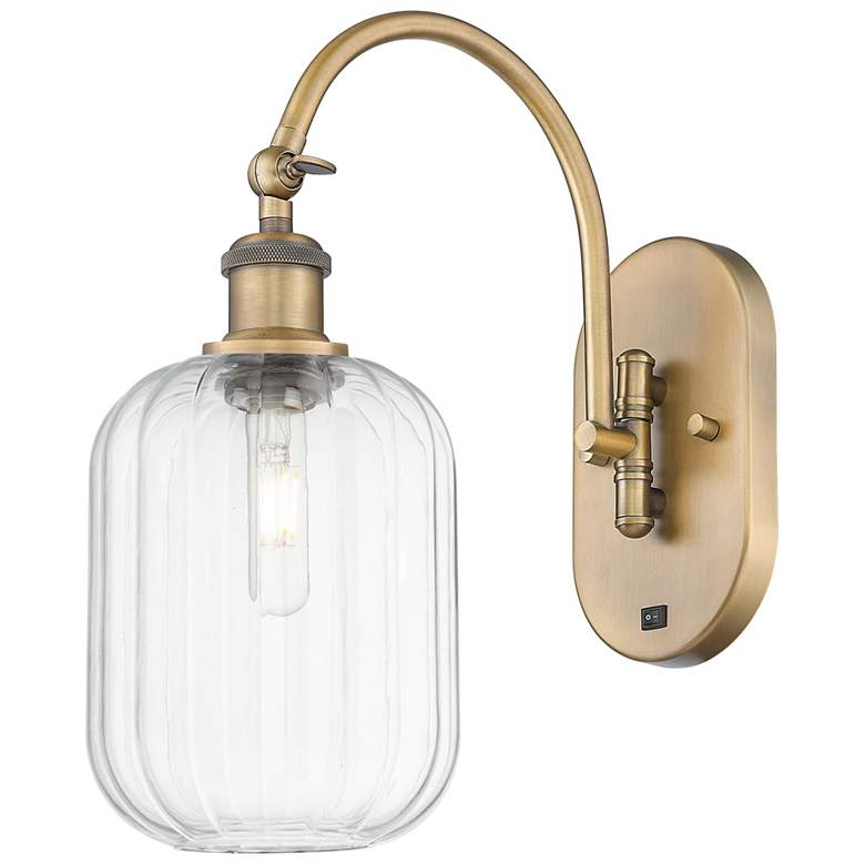 Image 1 Ballston Preston 16"H Brushed Brass Swivel Sconce w/ Clear Jar Shade