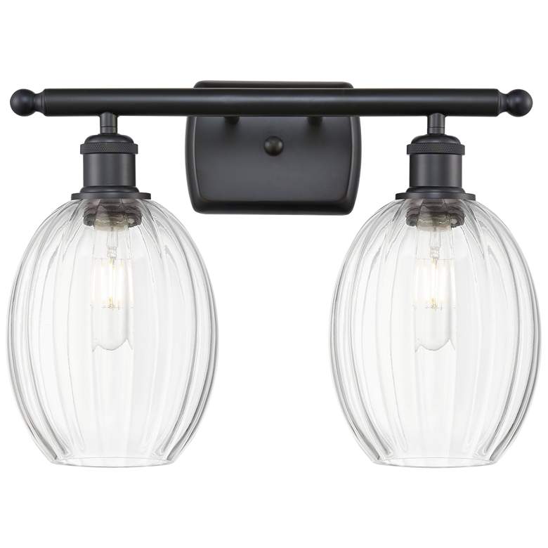 Image 1 Ballston Preston 16"W 2 Light Black Vanity Light w/ Clear Bulb Shade