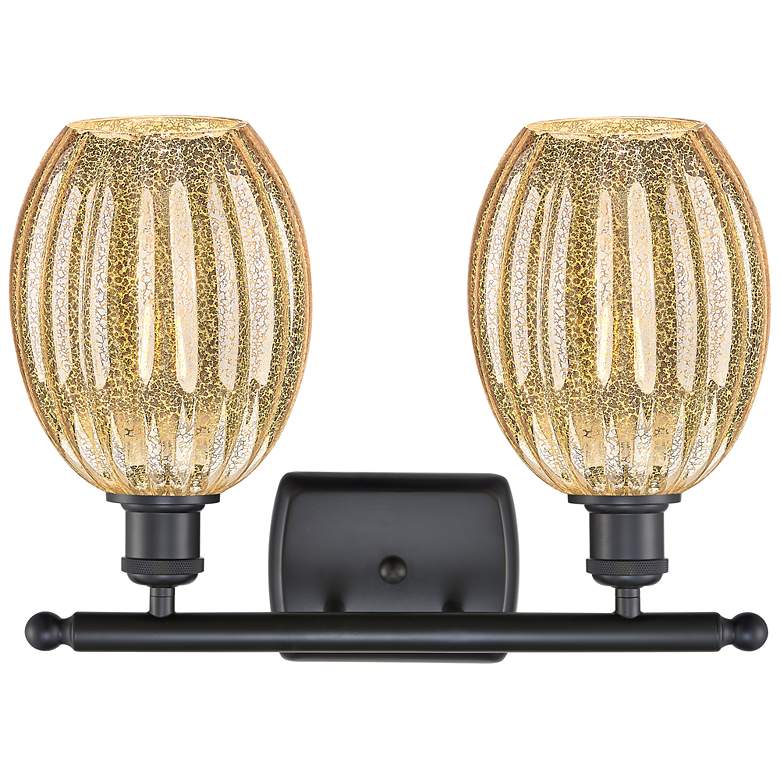 Image 2 Ballston Preston 16"W 2 Light Black Vanity Light w/ Mercury Bulb Shade more views