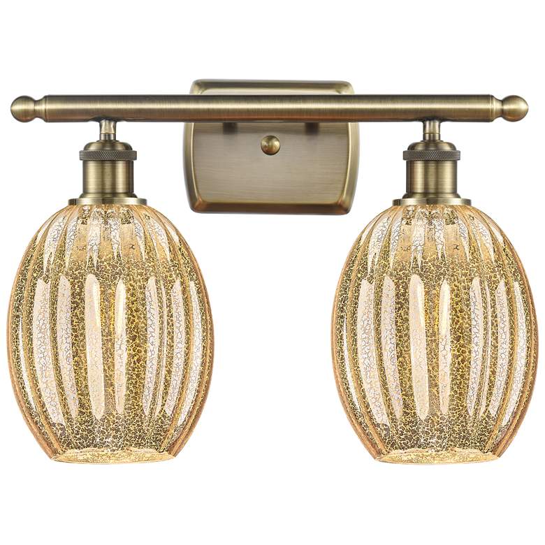 Image 1 Ballston Preston 16"W 2 Light Brass Vanity Light w/ Mercury Bulb Shade
