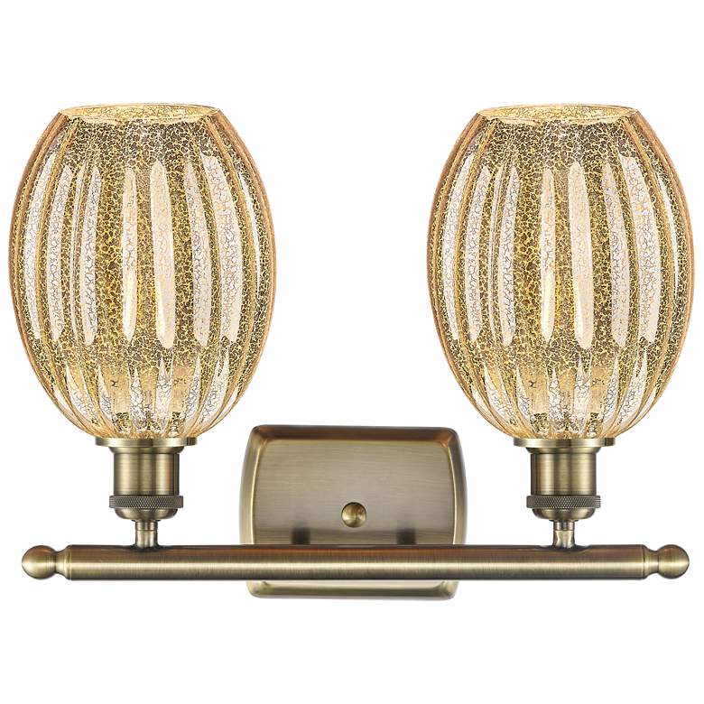 Image 2 Ballston Preston 16"W 2 Light Brass Vanity Light w/ Mercury Bulb Shade more views