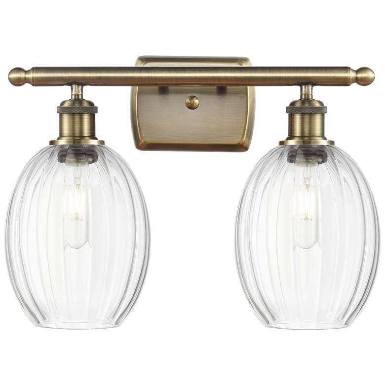Image 1 Ballston Preston 16"W 2 Light Brass Vanity Light With Clear Bulb Shade
