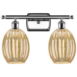 Ballston Preston 16"W 2 Light Chrome Bath Light w/ Mercury Bulb Shade