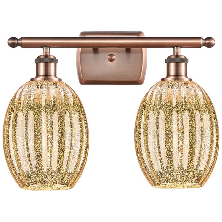 Image 1 Ballston Preston 16"W 2 Light Copper Bath Light w/ Mercury Bulb Shade
