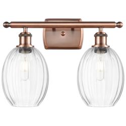 Ballston Preston 16"W 2 Light Copper Bath Light With Clear Bulb Shade