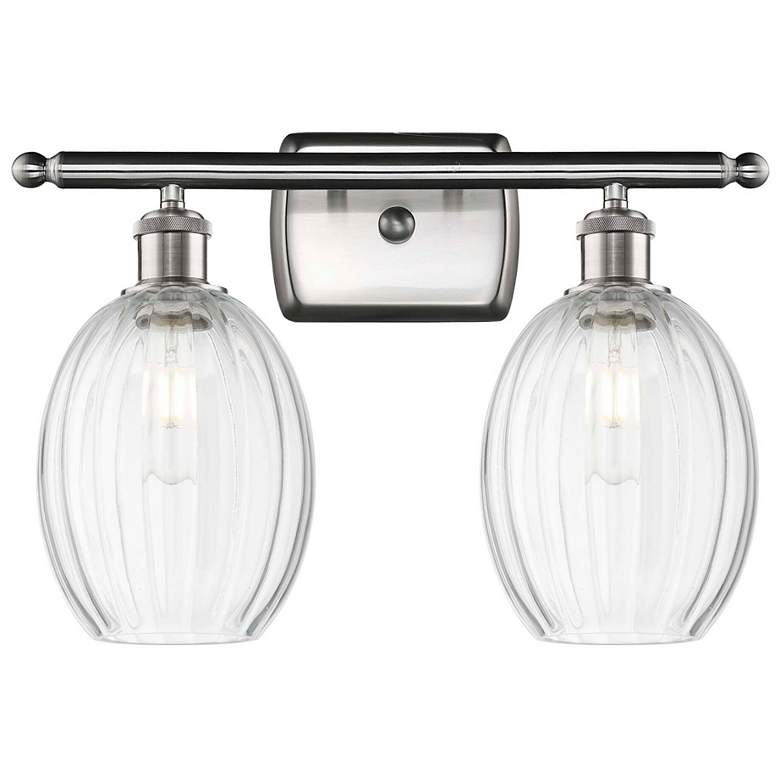 Image 1 Ballston Preston 16"W 2 Light Nickel Bath Light w/ Clear Bulb Shade