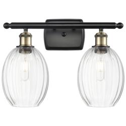 Ballston Preston 16"W 2-Lt Black Brass Bath Light w/ Clear Bulb Shade